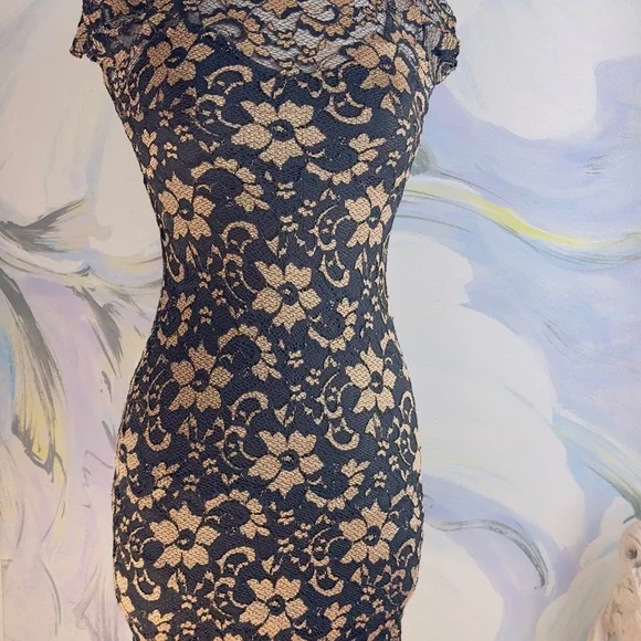 Almost Famous | Dresses | Almost Famous Blue And Black Bodycon Mini Dress |  Poshmark
